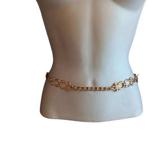 Belt Gold Tone Chain and Alternating Fish Link Waist Jewelry 40" Adjustable - Picture 4 of 8